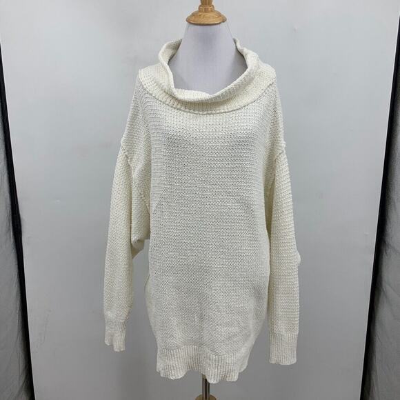 Free People Sweater Womens Small Camel Be Yours Cowl Neck Drop Shoulder Oversize - Picture 2 of 11